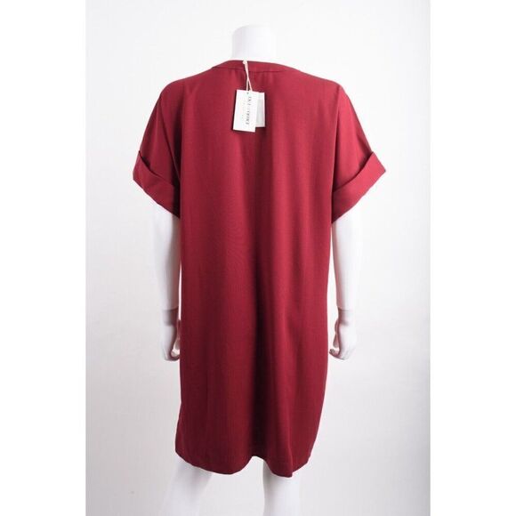 Trina Turk Womens Boyant Shirt Dress Sz 8 Maroon Red Short sleeved NWT NO BELT - Picture 5 of 6